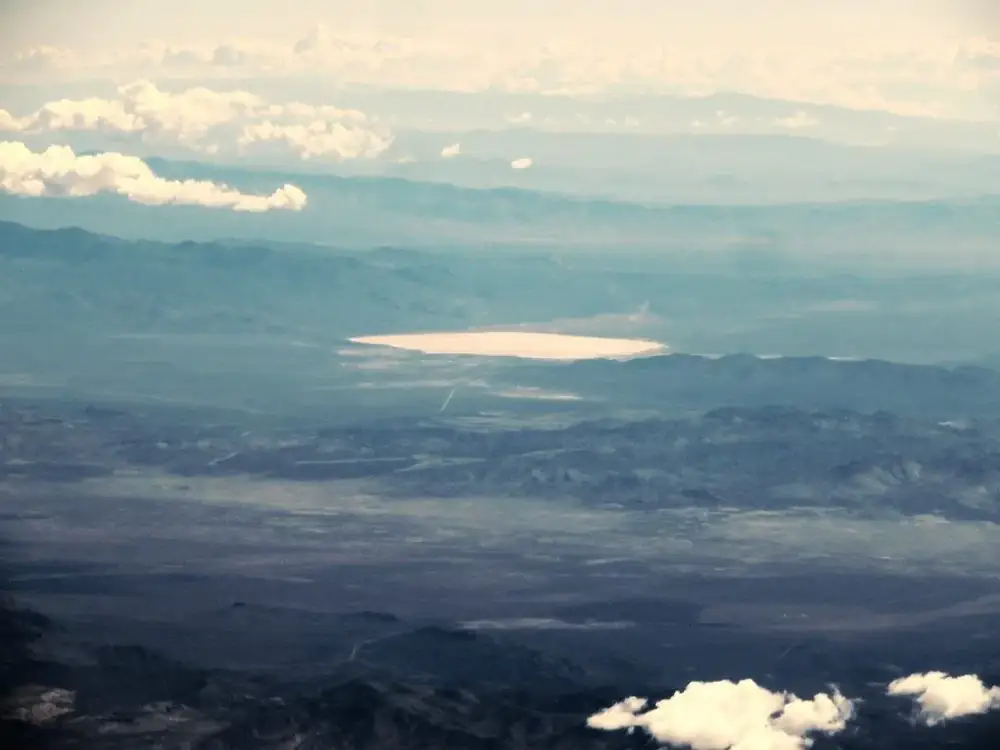Groom Lake, the dry lakebed beside the Area 51 facility in Nevada.