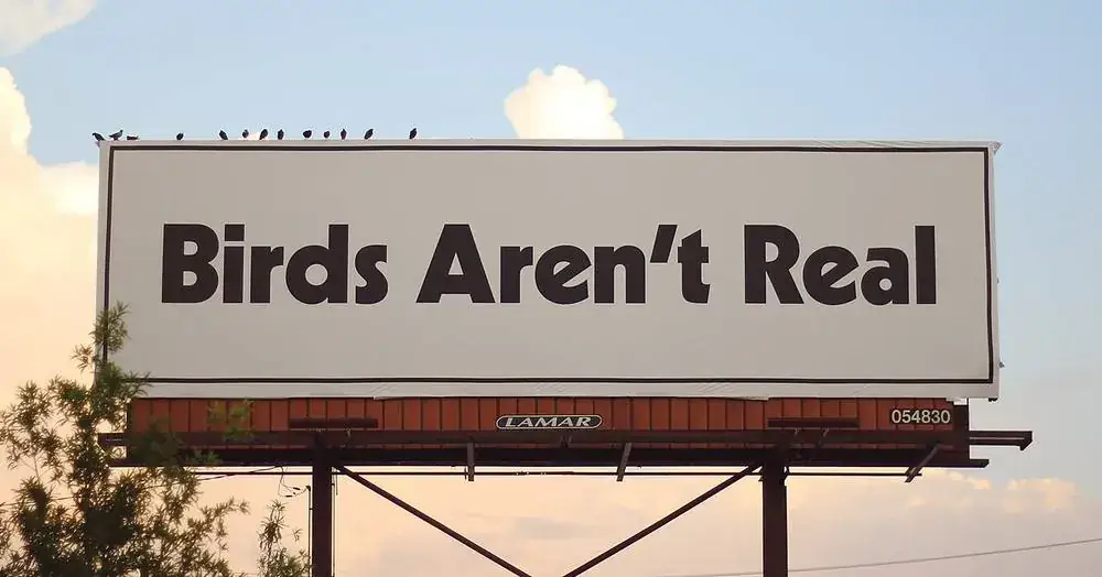 A billboard put up by the Birds Aren't Real movement in Memphis, Tennessee.