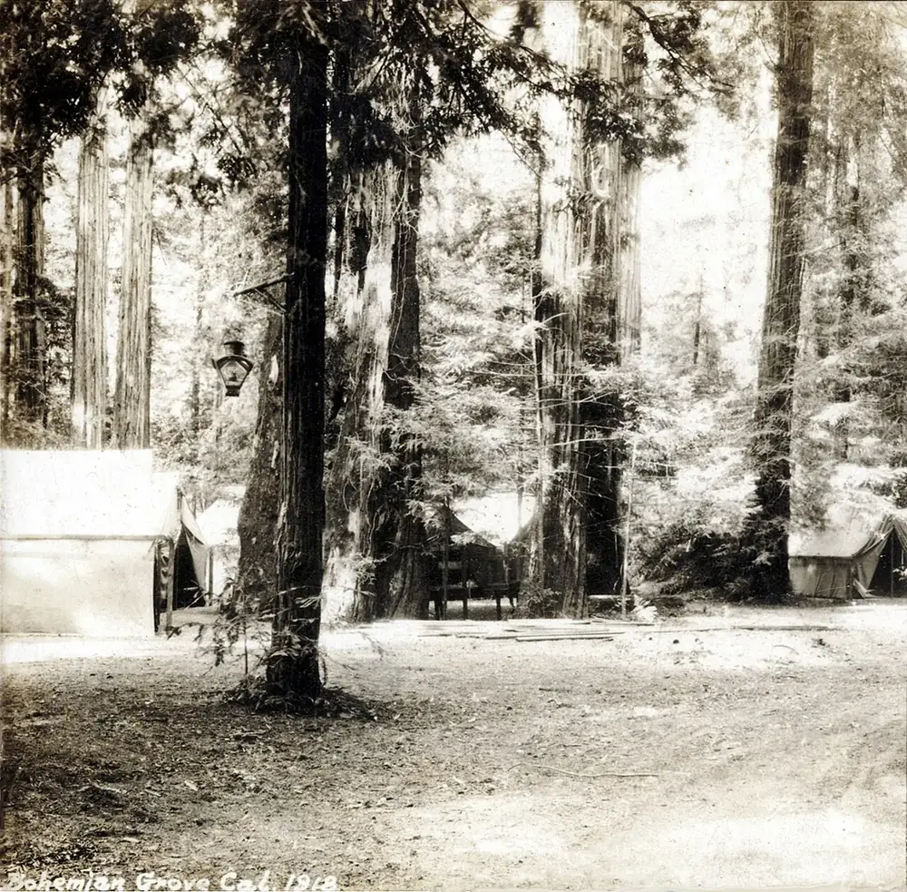 A view of camp tents at the Bohemian Grove in 1918.
