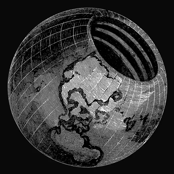 An illustration of John Cleves Symmes's hollow Earth model, from an 1878 book about his theory.