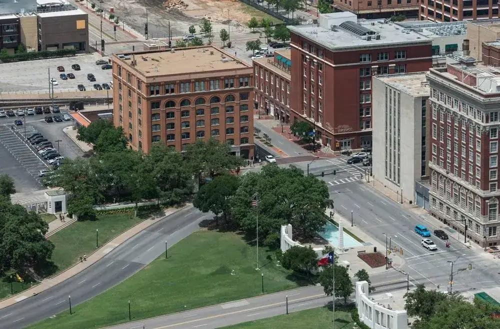 Dealey Plaza and the former Texas School Book Depository, Dallas, in 2014.
