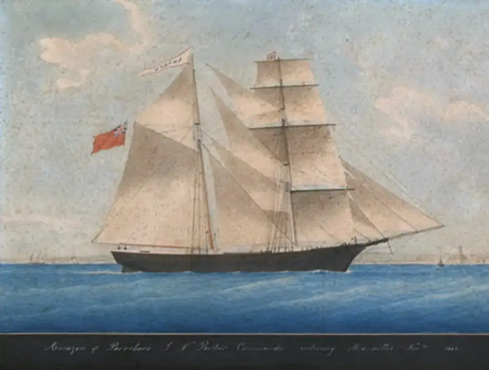 An 1861 painting of the ship under its original name, Amazon.