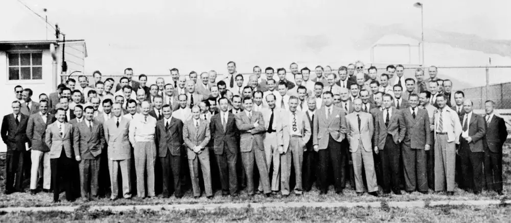 German rocket specialists at Fort Bliss, Texas, after the war. NASA says von Braun and an initial group of about 125 were sent there.