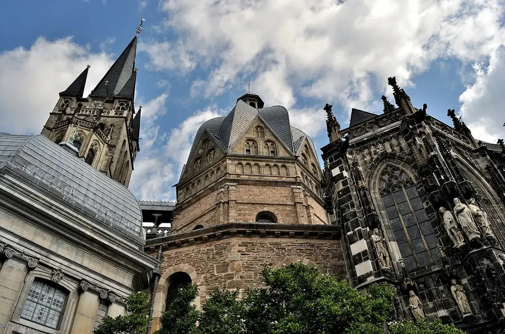 Aachen Cathedral, whose oldest part was built for Charlemagne, a ruler Illig considers fictional.