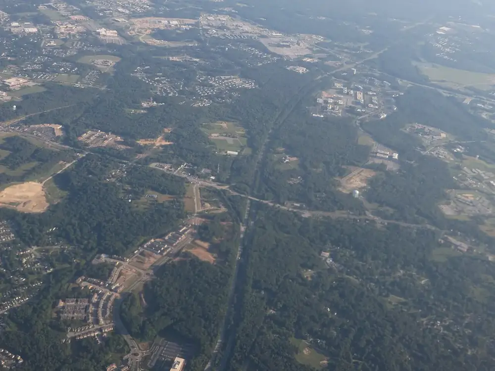 Aerial view over Fort Meade, Maryland. Shown for context; the 1995 AIR review cited here does not say where the remote-viewing unit was based.