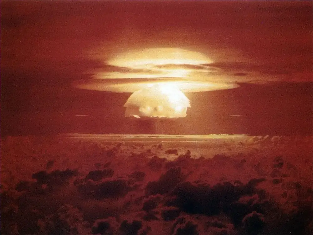 The Castle Bravo nuclear test at Bikini Atoll, March 1, 1954, one of the atmospheric tests of the era (shown for context).