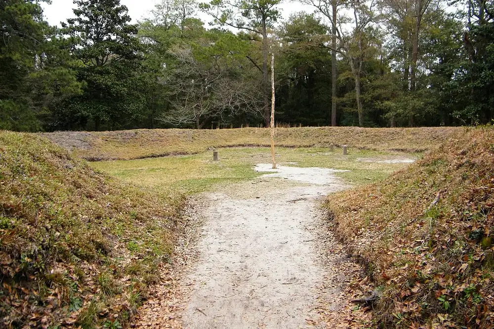 Reconstructed earthworks at Fort Raleigh National Historic Site on Roanoke Island, North Carolina.
