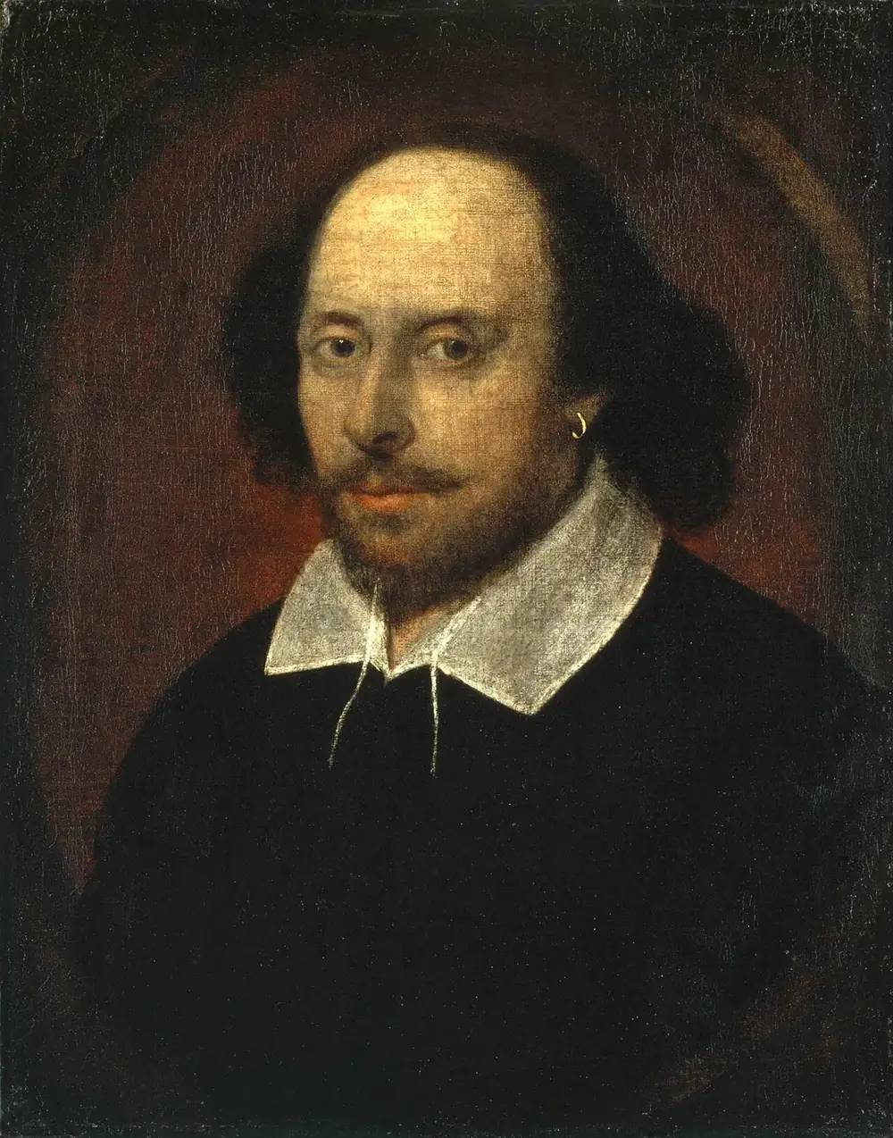 The 'Chandos portrait,' traditionally identified as William Shakespeare; attributed to John Taylor.